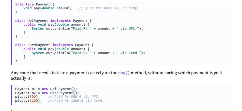 UPI and Card both implement pay()
