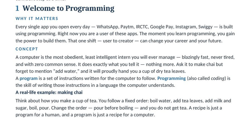 Making chai is a program