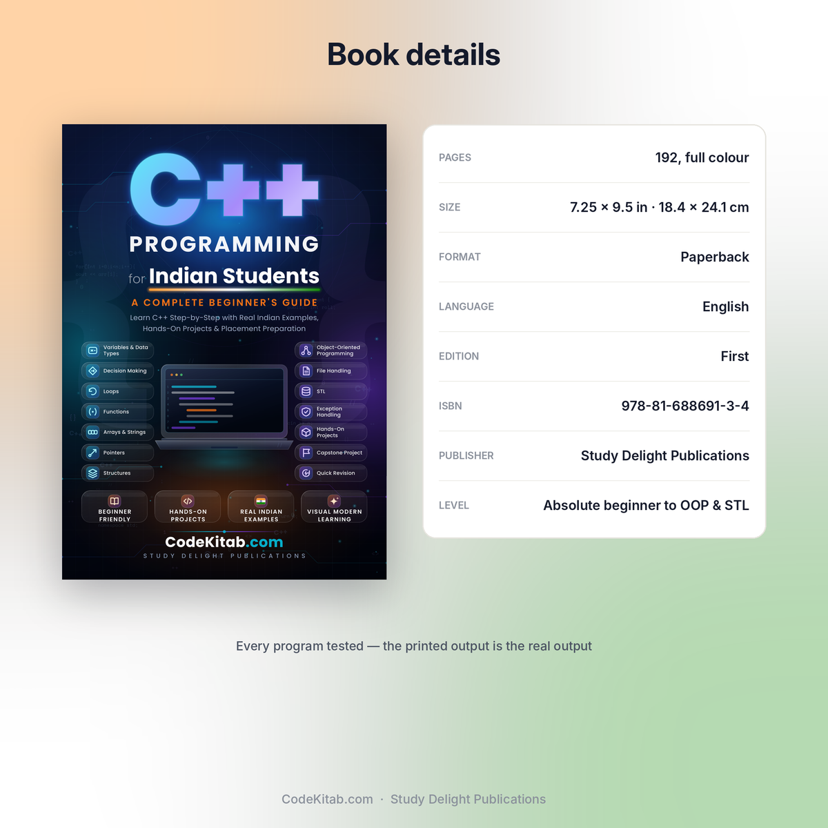 C++ Programming for Indian Students — book details