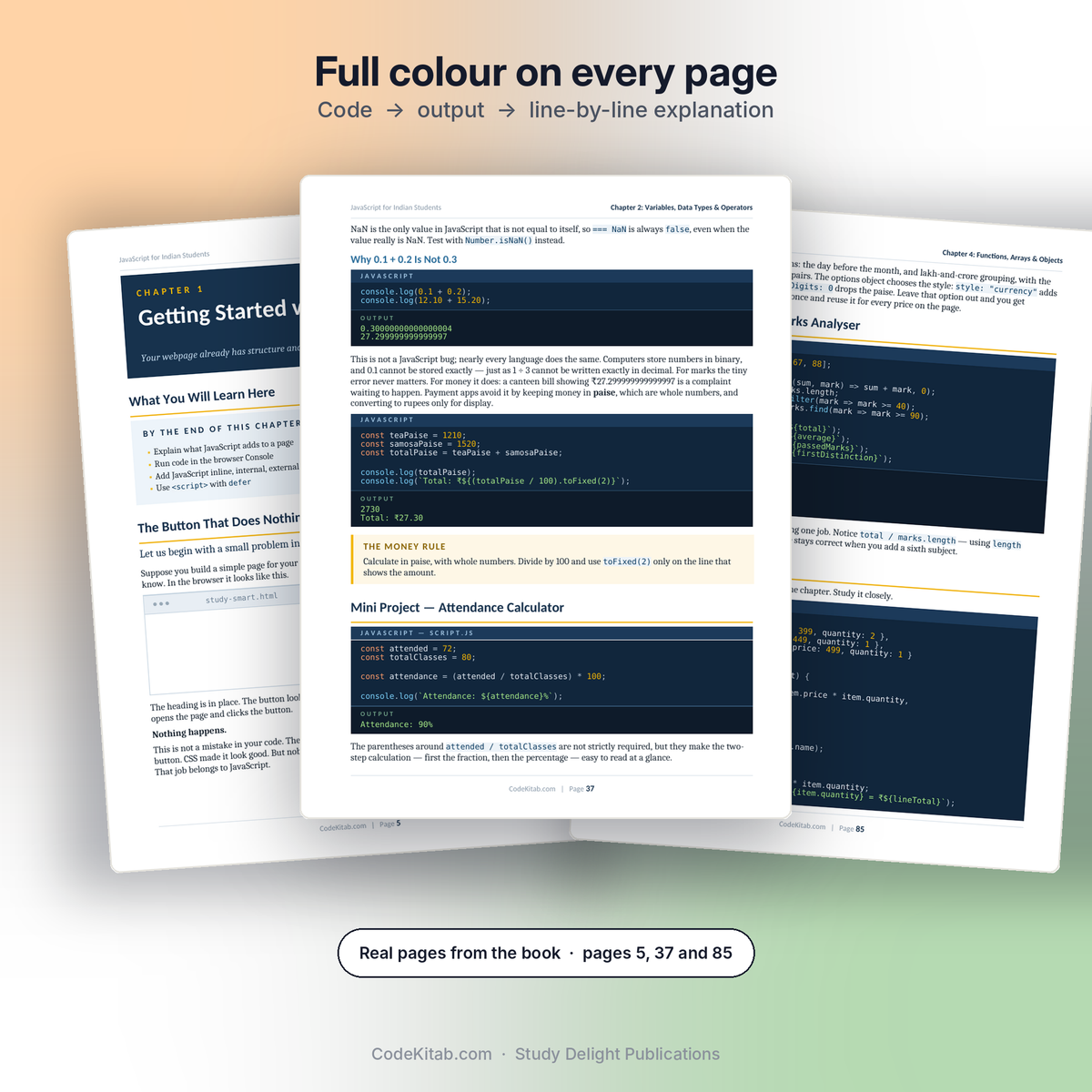 JavaScript for Indian Students — inside pages